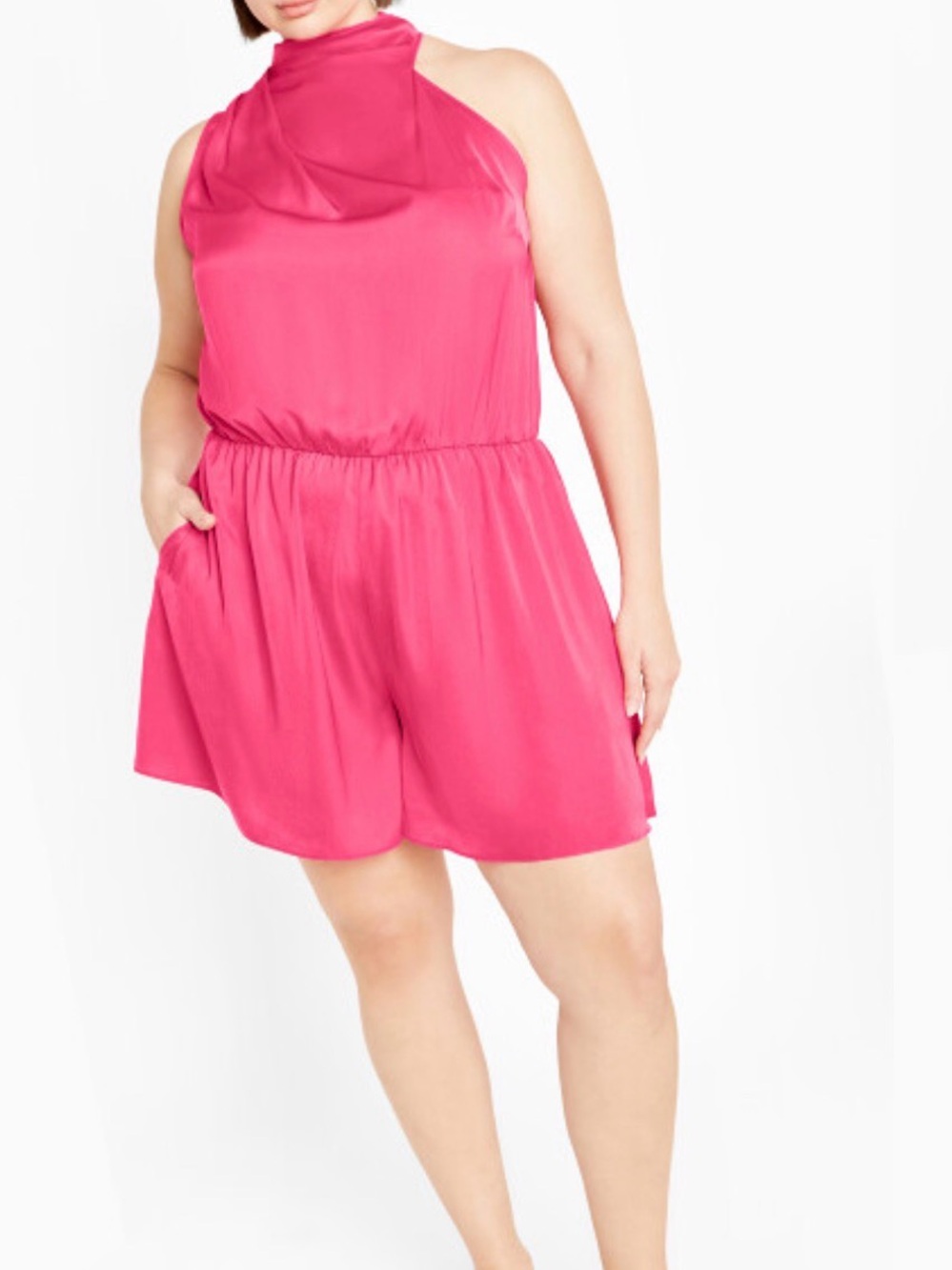 City Chic Bright Pink Playsuit Kiana